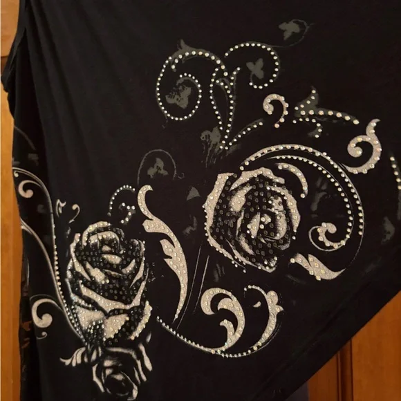 Vocal Black Lace Cardigan with White Floral Pattern - Picture 2 of 4